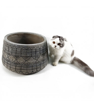 Planter Grey 22cm x 37cm Large Fibreglass Composite Rustic Style Indoor Use