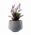 Ceramic Tall Blue Planter with Artificial Purple Vitex Negundo Plant 28cm Height