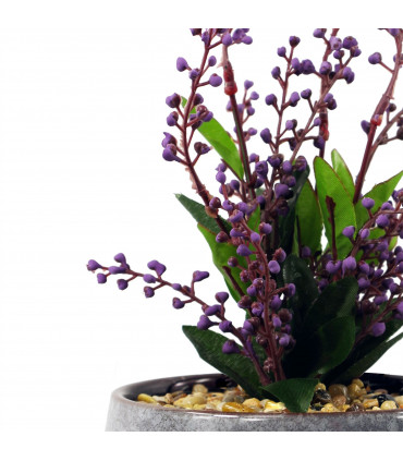 Ceramic Tall Blue Planter with Artificial Purple Vitex Negundo Plant 28cm Height