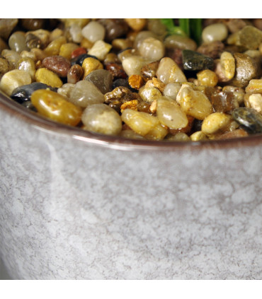 Ceramic Tall Blue Planter with Artificial Purple Vitex Negundo Plant 28cm Height