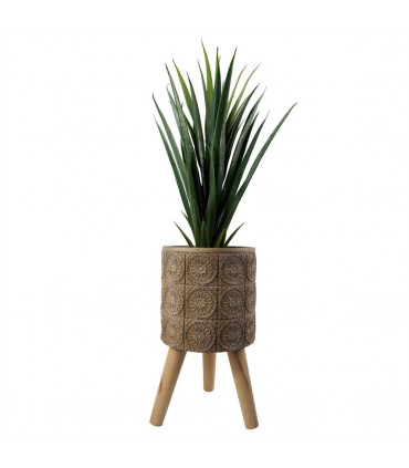 Composite Large Planter Brown, Grey Fibreglass 40cm x 21.5cm Rustic Finish