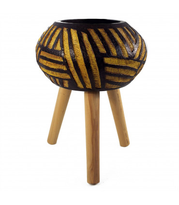 Planter Brown Yellow 45cm Fibreglass Composite Oval Large Rustic Style Indoor