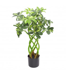 Artificial Plant Bonsai Bush Twisted Stem Golden Capella 70cm Green Yellow