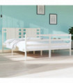 Bed Frame White Solid Wood Pine 150x200 cm 5FT King Size