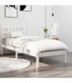 Bed Frame White Solid Wood 90x190 cm 3FT Single