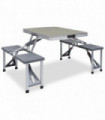 Folding Camping Table with 4 Seats Steel Aluminium