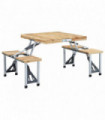 Folding Camping Table with 4 Seats Steel Aluminium