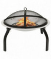 2-in-1 Fire Pit and BBQ with Poker 56x56x49 cm Stainless Steel