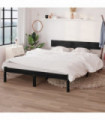 Bed Frame Black Solid Wood Pine 140x200 cm Double