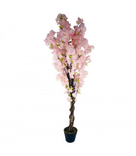 Artificial Pink Blossom Tree 150cm Pink Plastic Pot Fully Assembled Display