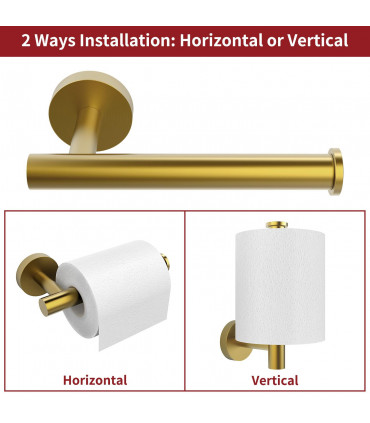 Toilet Roll Holder Brush Golden Stainless Steel 7.00 x 19.00 x 11.00 cm