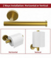 Toilet Roll Holder Brush Golden Stainless Steel 7.00 x 19.00 x 11.00 cm