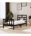 Bed Frame Black Solid Wood Pine 100x200 cm