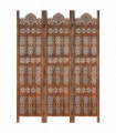 Hand carved 3-Panel Room Divider Brown 120x165 cm Solid Mango Wood