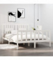 Bed Frame White Solid Wood 140x190 cm