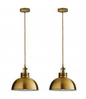 Ceiling Pendant Light Yellow Metal Shade 26cm Vintage Industrial Hanging Lamp