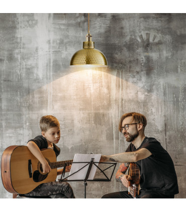 Ceiling Pendant Light Yellow Metal Shade 26cm Vintage Industrial Hanging Lamp