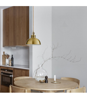 Ceiling Pendant Light Yellow Metal Shade 26cm Vintage Industrial Hanging Lamp