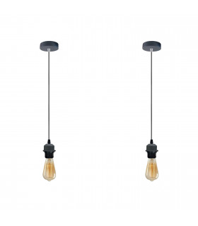Pendant light holder 2 Pack Industrial Grey Lampshade Fitting Set With PVC Cable