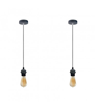 Pendant light holder 2 Pack Industrial Grey Lampshade Fitting Set With PVC Cable