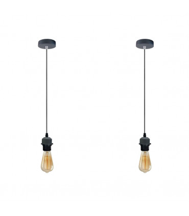 Pendant light holder 2 Pack Industrial Grey Lampshade Fitting Set With PVC Cable