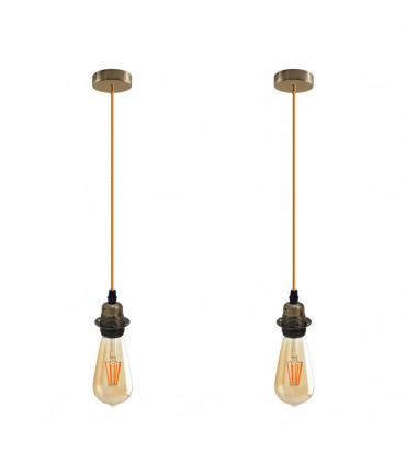 Pendant Light 2 Pack Vintage Industrial Green Brass Lampshade E27 UK Holder