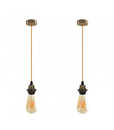 Pendant Light Vintage Industrial Green Brass 2 Pack Metal/PVC E27 UK Holder