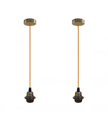 Pendant Light Vintage Industrial Green Brass 2 Pack Metal/PVC E27 UK Holder