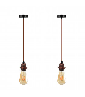 Pendant Light 2 Pack Vintage Industrial Copper E27 UK Holder Home Lighting