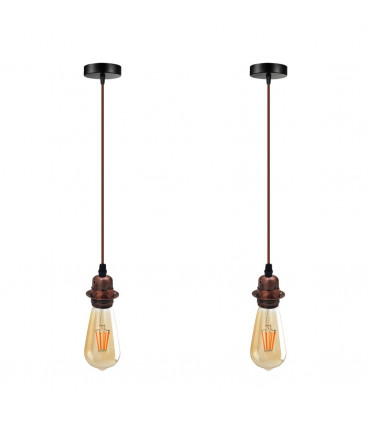 Pendant Light 2 Pack Vintage Industrial Copper E27 UK Holder Home Lighting