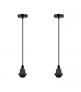 Pendant light holder 2 Pack Vintage Industrial Black E27 UK Holder Metal/PVC