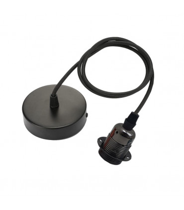 Pendant Light Vintage Industrial Black Metal/PVC 2 Pack E27 UK Holder