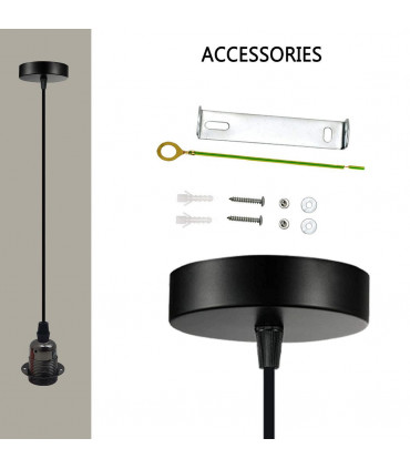 Pendant Light Vintage Industrial Black Metal/PVC 2 Pack E27 UK Holder