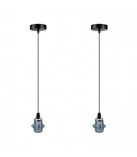 Ceiling Lights Pendant Holder 2 Pack Vintage Industrial Chrome E27 UK Lampshade