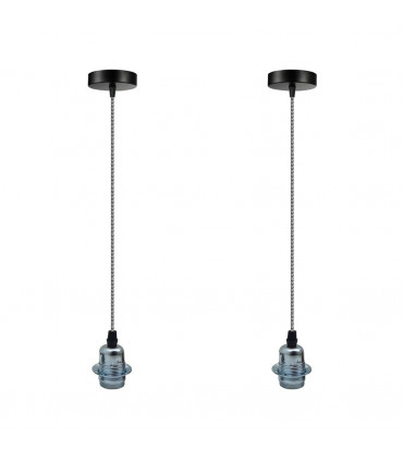 Ceiling Lights Pendant Holder 2 Pack Vintage Industrial Chrome E27 UK Lampshade