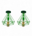 Metal Green Vintage Flush Mount Ceiling Light Fixture Cage E27 Holder 2 Pack