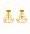 Ceiling Lights Yellow Metal Cage E27 Holder Vintage Flush Mount 2 Pack 19.95