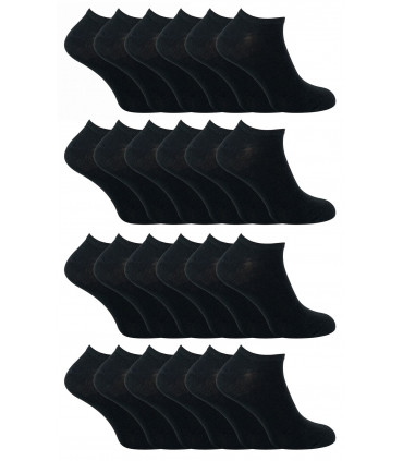 Cihat 24 Pack Children's Cotton Trainer Socks (12-3 / Black)