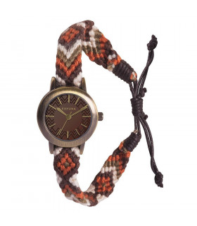 Watch Brown Dial Analogue Display Fabric Strap 25cm Women's Quartz Kahuna