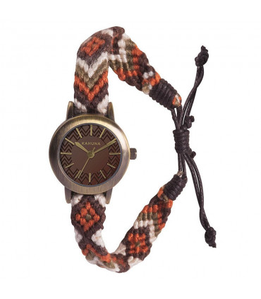 Watch Brown Dial Analogue Display Fabric Strap 25cm Women's Quartz Kahuna