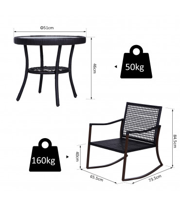 PE rattan Rocking Chair Bistro Set
