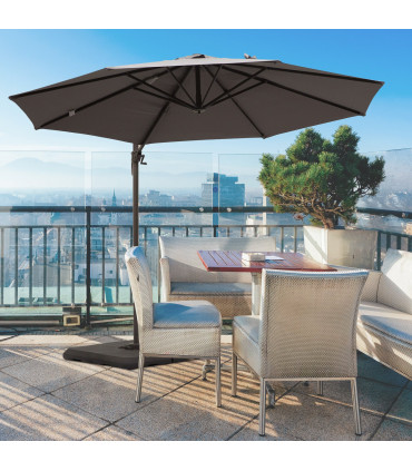 Aluminium Grey 2.95 x 2.5 m 3m Cantilever Parasol Umbrella Sun UV Protection