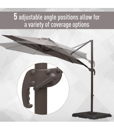 Aluminium Grey 2.95 x 2.5 m 3m Cantilever Parasol Umbrella Sun UV Protection
