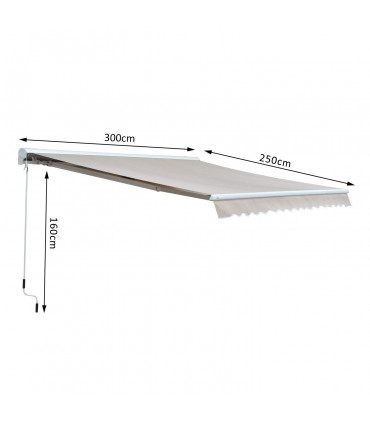Retractable Awning Polyester Cream White 300cm x 250cm x 160cm Electric Manual