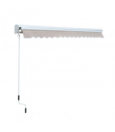 Retractable Awning Polyester Cream White 300cm x 250cm x 160cm Electric Manual