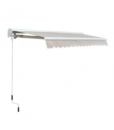 Retractable Awning Cream White 3.5m x 2.5m Polyester Cloth PU Coating
