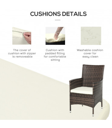 Garden & Patio PE Rattan Brown 3 Pcs Bistro Set: 1 Table, 2 Chairs UV Resistant