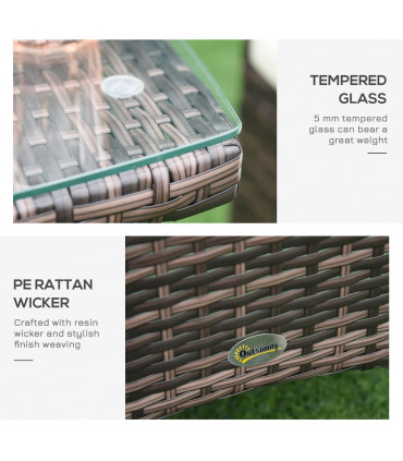 Garden & Patio PE Rattan Brown 3 Pcs Bistro Set: 1 Table, 2 Chairs UV Resistant