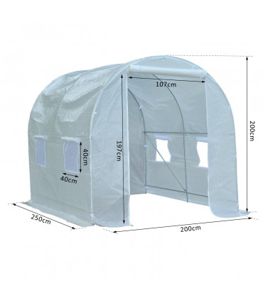 Greenhouse-White PE 2.5m x 2m x 2m Polyethylene Walk-in Greenhouse