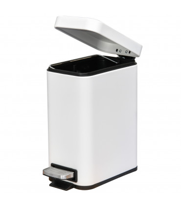 Steel 5L Rectangular Pedal Bin White Steel Body Powder Coated Easy Use